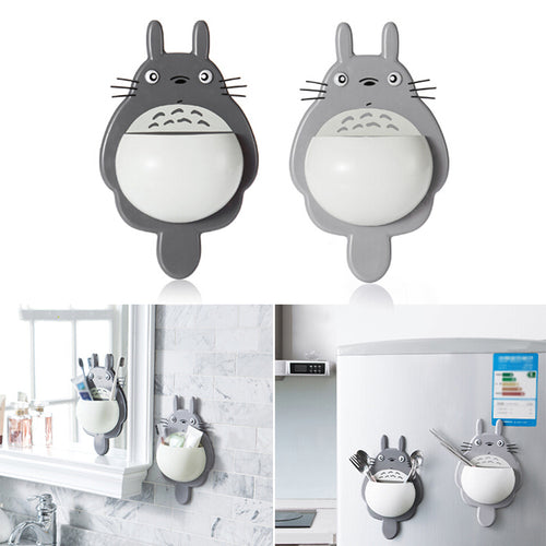 1Pcs Toothbrush Wall Mount Holder Cute Totoro Sucker Suction Bathroom Organizer Family Tools Accessories Drop Shipping