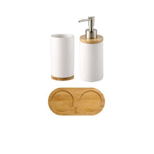 Load image into Gallery viewer, Ceramic Bamboo Bathroom Tumblers Teeth Brushing Cup Bathroom Emulsion Container Kitchen Tableware Dishwashing Liquid Container