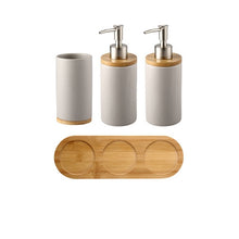 Load image into Gallery viewer, Ceramic Bamboo Bathroom Tumblers Teeth Brushing Cup Bathroom Emulsion Container Kitchen Tableware Dishwashing Liquid Container