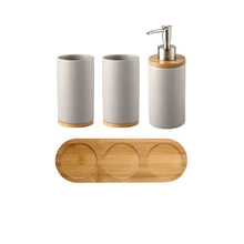 Load image into Gallery viewer, Ceramic Bamboo Bathroom Tumblers Teeth Brushing Cup Bathroom Emulsion Container Kitchen Tableware Dishwashing Liquid Container